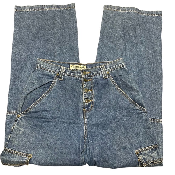 VTG Y2K Zana Di Women’s 5 Button Fly High Rise Wide Leg Cargo Jean Flap Pockets - Picture 7 of 12